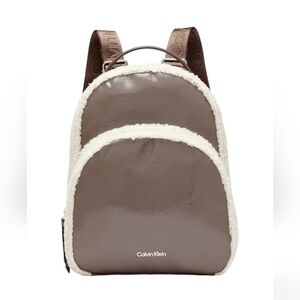 CALVIN KLEIN Estelle Patent Sherpa Backpack NWT